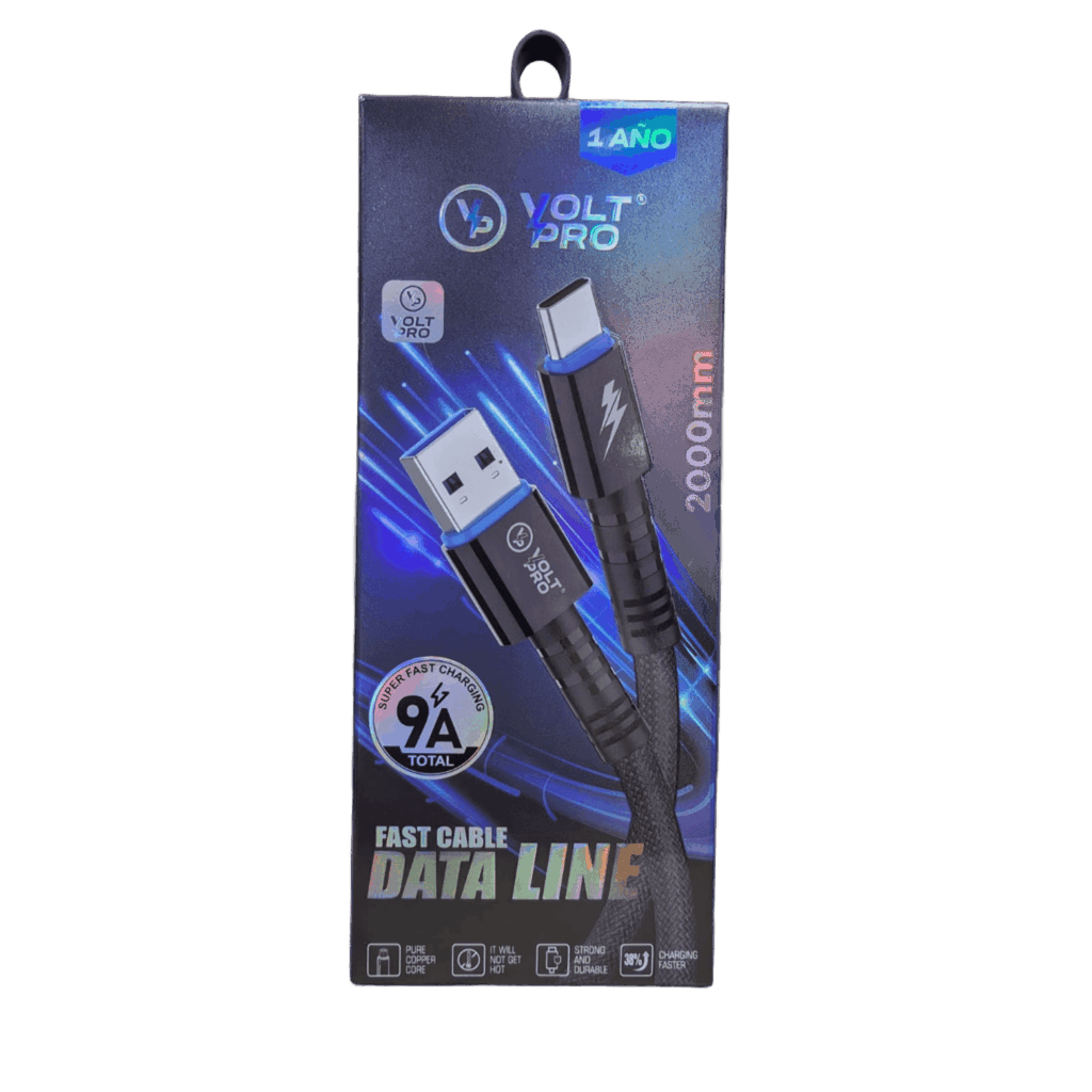 Cable Tipo C Voltpro Data Line 2000mm Carga Rápida 9A