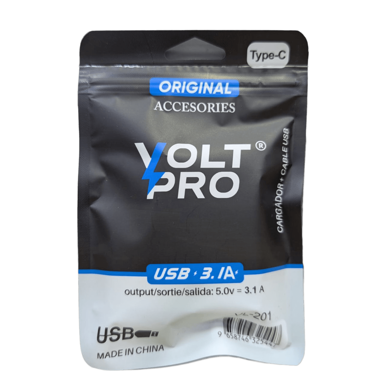 Cable USB Tipo C Voltpro VL-201 3.1A Carga Rápida