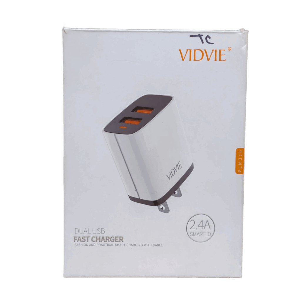 Cargador Vidvie PLM316 Dual USB Fast Charger 2.4A Smart ID
