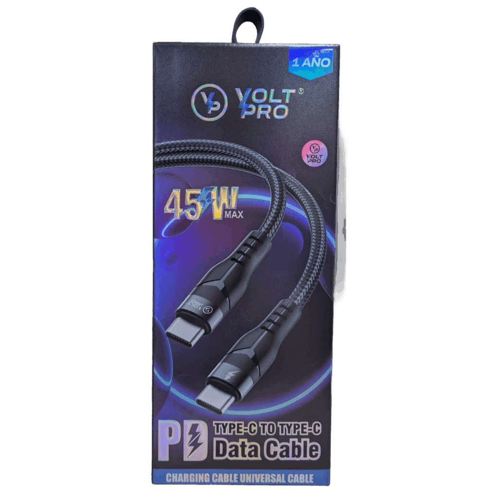 Cable Voltpro Type-C a Type-C 45W PD Carga Rápida