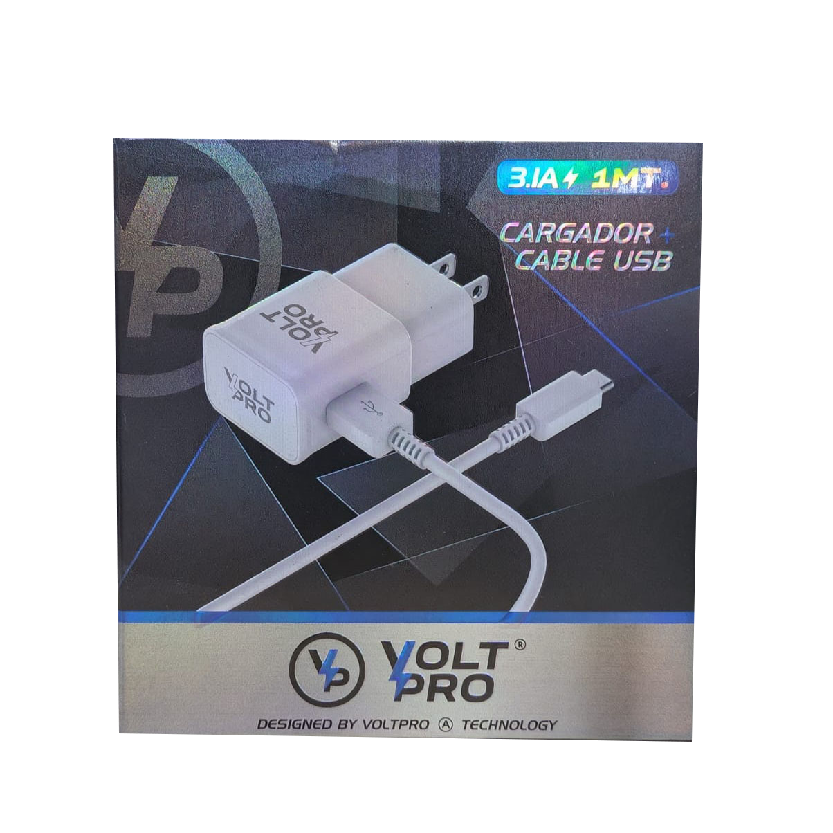 Cargador Voltpro 3.1A con Cable USB Tipo C 1 Metro