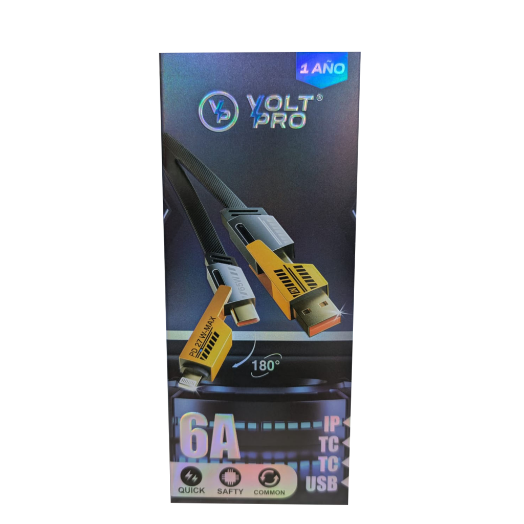 Cable Voltpro 3 en 1 PD 27W USB a Type-C Lightning y Type-C
