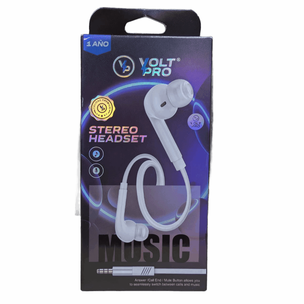 Audífonos Voltpro Stereo Headset Jack 3.5mm con Micrófono