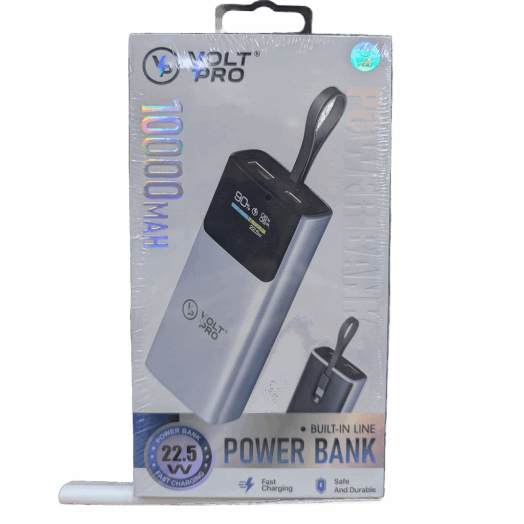 Power Bank Voltpro 10000mAh 22.5W con Pantalla Digital y Cable Integrado